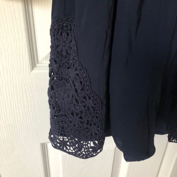 Navy Lace Long Sleeve Romper - Picture 6 of 10